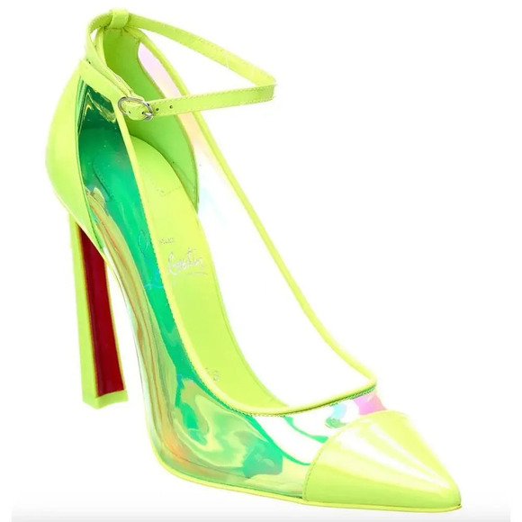 Christian Louboutin Debout Condorapik 100 Patent Iridescent Pump Yellow Size 9 - Picture 1 of 9